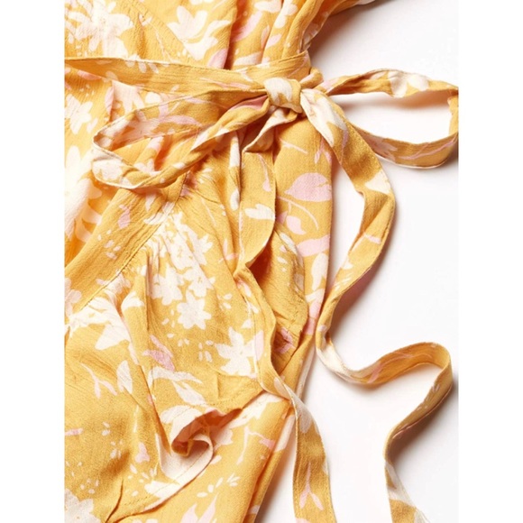 Billabong Floral Wrap Dress in Bright Gold - Picture 9 of 13